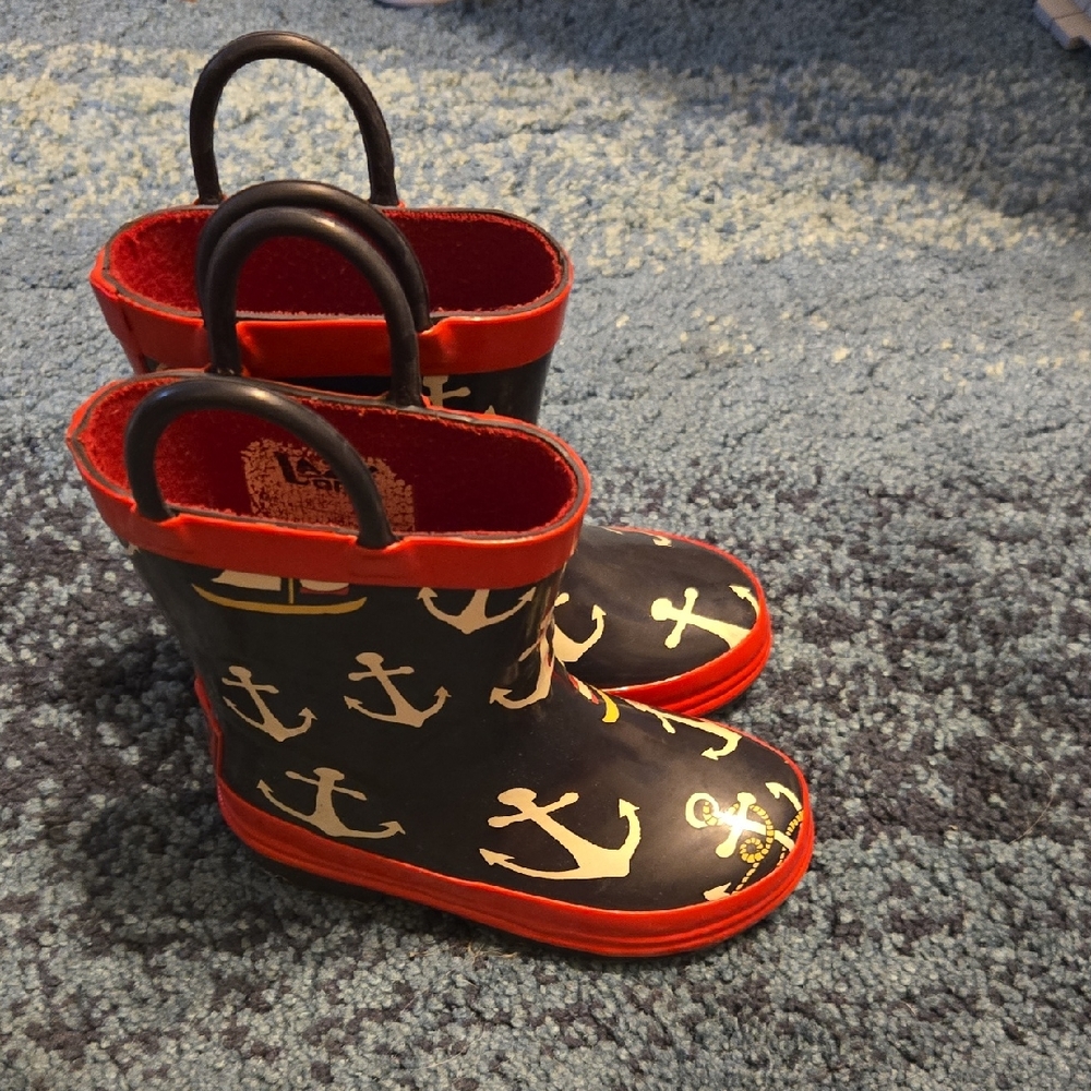 Lazy One Black and Red Rain Boots Nautical Style